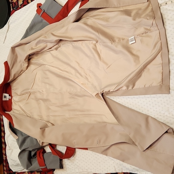 NWT Vicky and Lucas color block double-breasted trench coat sz L midi - Picture 13 of 14